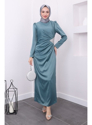 Mint Green - Fully Lined - Modest Evening Dress - İmaj Butik