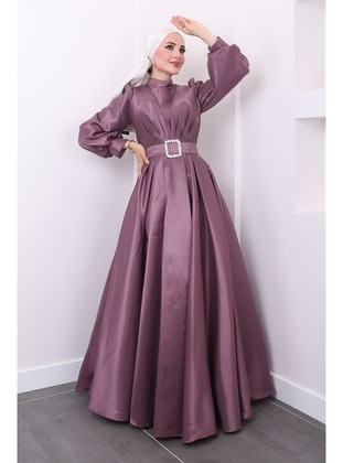 Maroon - Fully Lined - Modest Evening Dress - İmaj Butik