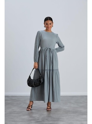 Grey - Plus Size Dress - Maymara