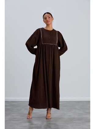 Brown - Modest Dress - Maymara