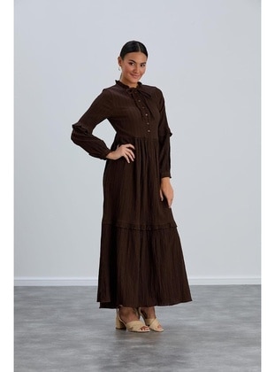 Brown - Modest Dress - Maymara