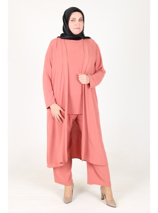 Powder Pink - Plus Size Suit - GELİNCE