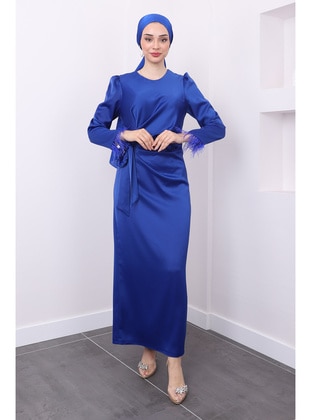 Saxe Blue - Fully Lined - Modest Evening Dress - İmaj Butik