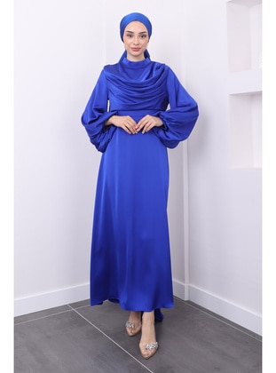 Saxe Blue - Unlined - Modest Evening Dress - İmaj Butik