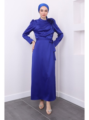 Saxe Blue - Fully Lined - Modest Evening Dress - İmaj Butik