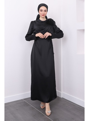 Black - Fully Lined - Modest Evening Dress - İmaj Butik