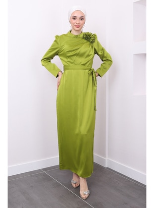 Olive Green - Fully Lined - Modest Evening Dress - İmaj Butik