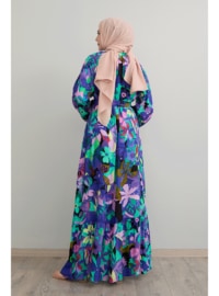 Purple - Button Collar - Modest Dress