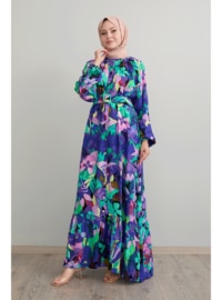 Purple - Button Collar - Modest Dress