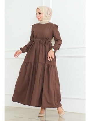 Brown - Modest Dress - Bestenur