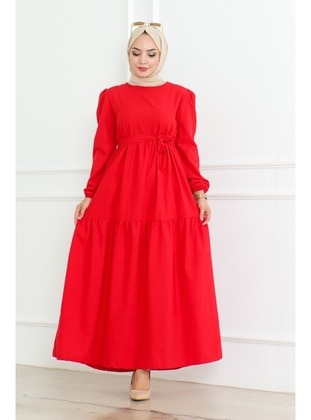 Red - Modest Dress - Bestenur