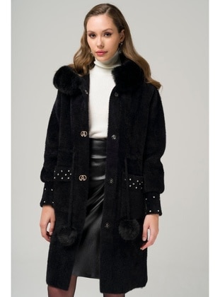 Black - Cuban Collar - Coat - Olcay