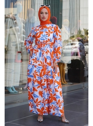 Orange - Modest Dress - Bestenur