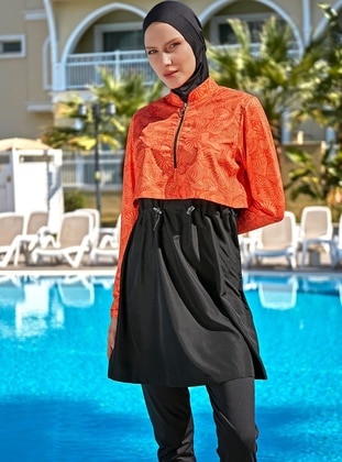 Black - Printed - Burkini - Remsa Mayo