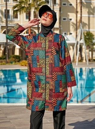 Black - Printed - Burkini - Remsa Mayo