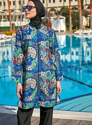 Black - Printed - Burkini - Remsa Mayo