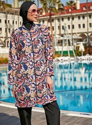 Black - Printed - Burkini - Remsa Mayo