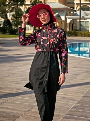 Black - Printed - Burkini - Remsa Mayo