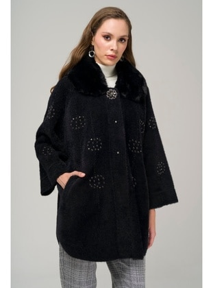 Black - Cuban Collar - Coat - Olcay