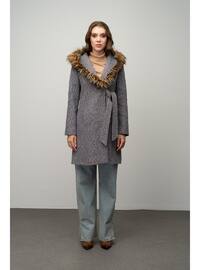 Indigo - Hooded collar - Coat