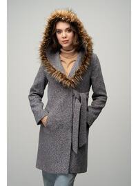 Indigo - Hooded collar - Coat