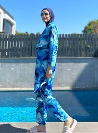 Dark Navy Blue - Printed - Burkini