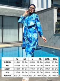 Dark Navy Blue - Printed - Burkini