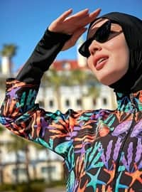 Black - Printed - Burkini