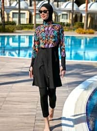 Black - Printed - Burkini