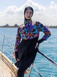 Black - Printed - Burkini