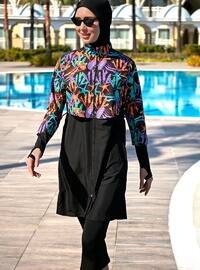 Black - Printed - Burkini