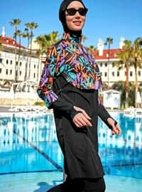 Black - Printed - Burkini