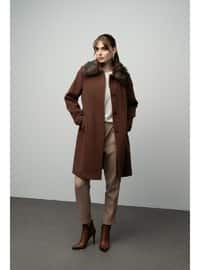 Light Coffe Brown - Round Collar - Coat