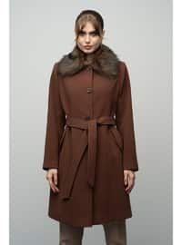 Light Coffe Brown - Round Collar - Coat