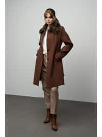 Light Coffe Brown - Round Collar - Coat