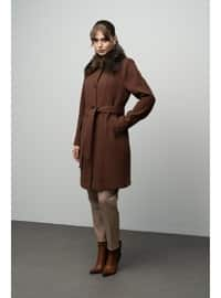 Light Coffe Brown - Round Collar - Coat