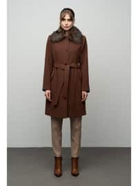 Light Coffe Brown - Round Collar - Coat