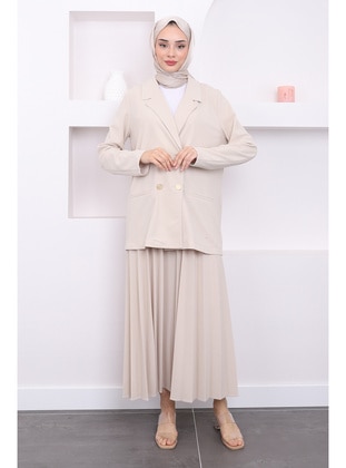 Beige - Unlined - Suit - İmaj Butik