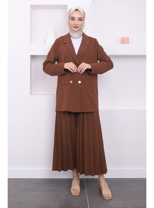 Milky Brown - Unlined - Suit - İmaj Butik