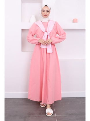 Powder Pink - Unlined - Modest Dress - İmaj Butik