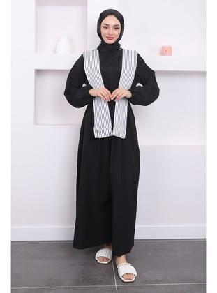 Black - Unlined - Modest Dress - İmaj Butik