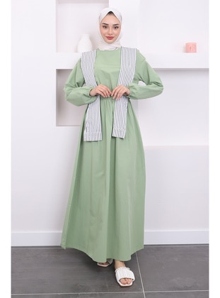 Green - Unlined - Modest Dress - İmaj Butik