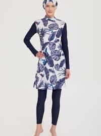 Navy Blue - Printed - Burkini