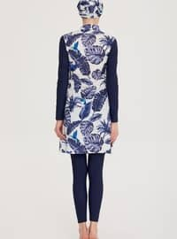 Navy Blue - Printed - Burkini