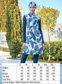 Navy Blue - Printed - Burkini