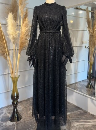 Black - Modest Evening Dress - Ahunisa