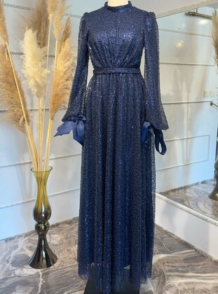 Navy Blue - Modest Evening Dress - Ahunisa