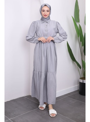 Grey - Modest Dress - İmaj Butik