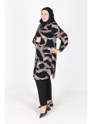 Black - Mink - Plus Size Tunic - GELİNCE