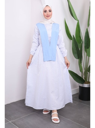 Baby Blue - Unlined - Modest Dress - İmaj Butik